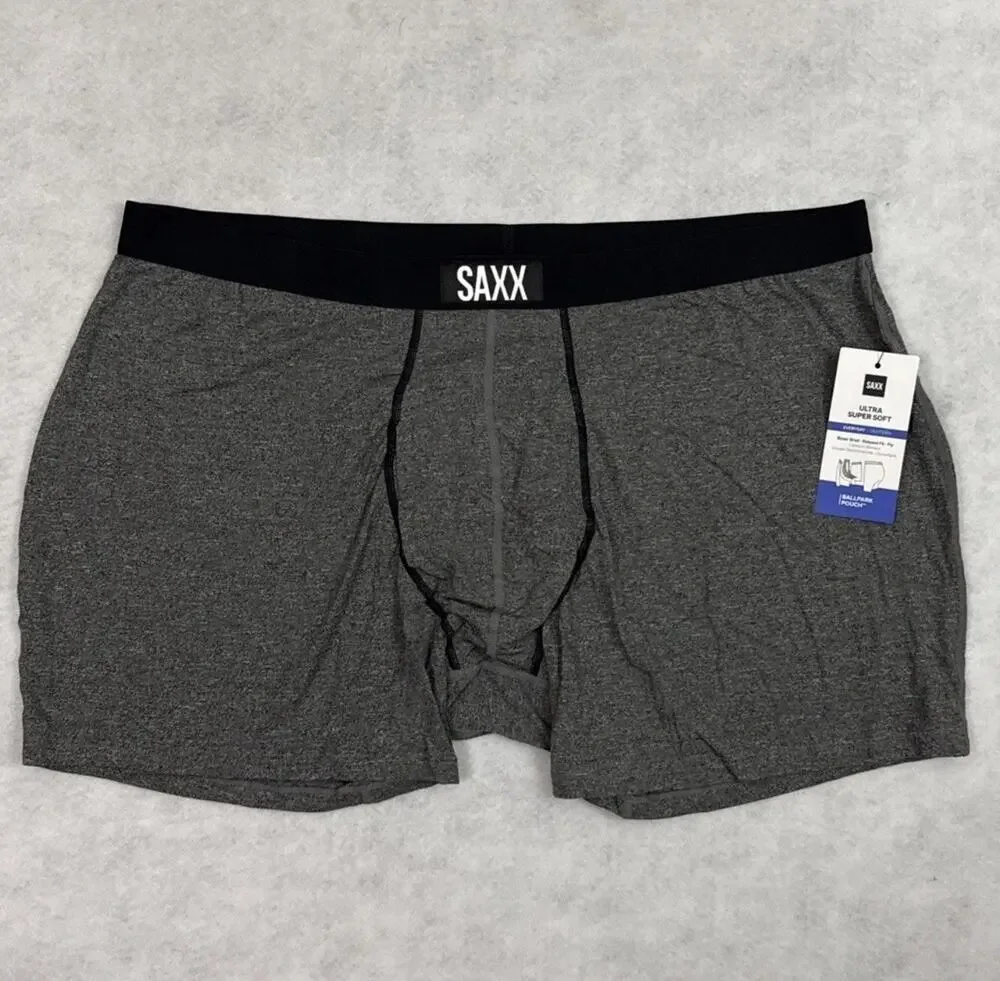 SAXX Boxer Brief Mens 3XL Gray Ultra Super Soft BallPark Pouch Fly NWT